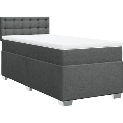 Image of vidaXL Box Spring Bed with Mattress Dark Grey 90x200 cm Fabric