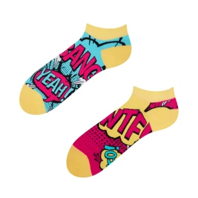 Image of Dedoles Unisex Socks for Women, Men &amp; Kids Cotton Funny Designs Football Bicycle Horses Plants Firefighter Gift Mismatched, Design: Bang Yeah Comics, Colour: Multicolour, Size: 8 9.5 W / 9 11 M UK