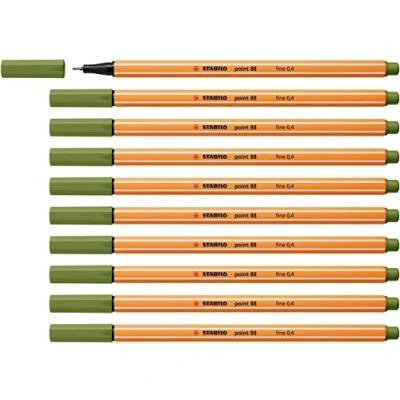 Image of Fineliner STABILO point 88 Pack of 10 Moss Green