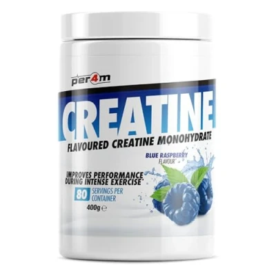 Image of Per4m Creatine Powder 80 Servings of Micronised Monohydrate Performance &amp; Strength 8 Flavours 400g (400g, Blue Raspberry)