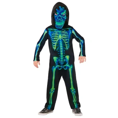 Image of Rubies 1001720XXS000 Neon Green Skeleton Kids Fancy Dress, Multi, 3 4 Years
