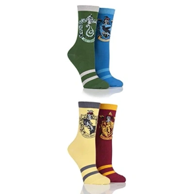 Image of 4 Pair Pack Mixed Options Harry Potter House Badge Socks Ladies 8 Film &amp; TV Characters