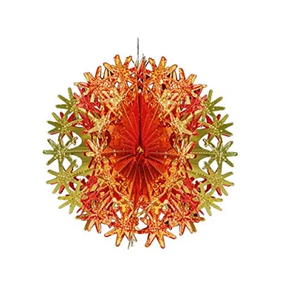 Image of Davies Red/Gold Christmas 2 Tone Foil Ceiling Decorations 30cm Ball