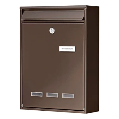 Image of Burg Wächter Köln Cologne 872 BR galvanised Steel letterbox, Brown (Similar to RAL 8014), 340 x 255 85 mm
