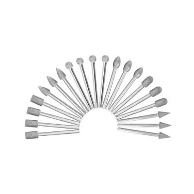 Image of QWORK® 20PCS Stone Carving Set, Diamond Grinding Bit 1/8 Inch Shank, 120Grit, Suitable for Jade, Glass, Rocks, Ceramics, Etc