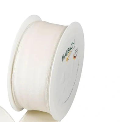 Image of FloristryWarehouse Ivory Christmas Velvet Fabric Ribbon 50mm (2&quot;) Wide on 8m roll Wired Edge