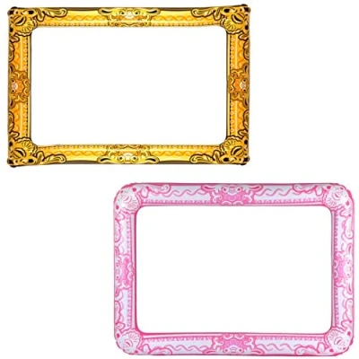Image of Classy hen Pink &amp; Gold combi pack Giant Inflatable selfie Picture Frame bundled with Photo Booth Props Ideal for wedding, party, girls party night out, baby shower, birthday