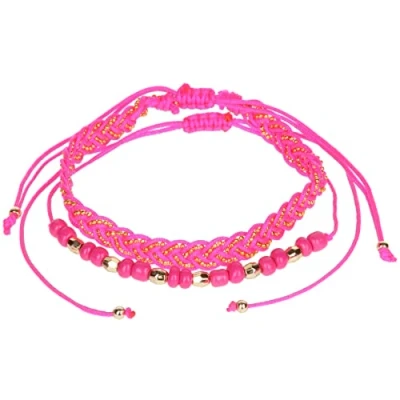 Image of Stands Out, Supplying Outstanding Gifts Aloha Girls Womens Hot Pink Braided Anklet Ankle Bracelet Adjustable Beach Bead Foot Jewellery