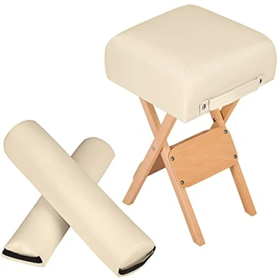 Image of TecTake Stool + 2 Pillows for Massage Tables (Beige)