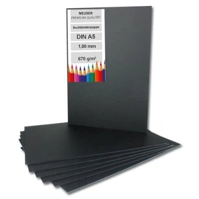 Image of 10x bookbinding cardboard DIN A5 in black, thickness: 1.0 mm, grammage: 670 g m²