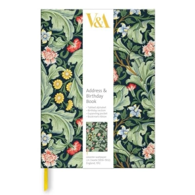 Image of Museums &amp; Galleries Address and Birthday Book Leicester Wallpaper by J.H Dearle Floral Hardback Organiser