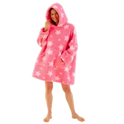 Image of Kids Boys Girls Womens Mens Fleece Hoodie Wearable Blanket Oversized Sweatshirt Adult Stars Teddy One Size