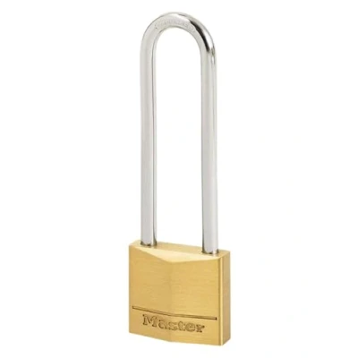 Image of Master Lock 130EURDLJ Key Padlock with Brass Body and Long Shackle, Gold, 9,7 x 3 1,2 cm