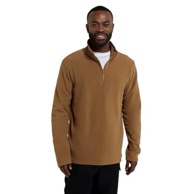 Image of Mountain Warehouse Camber II Mens Half Zip Fleece Microfleece Quick Dry Sweatshirt Everyday Wear Autumn Winter, Outdoors, Travelling &amp; Hiking Beige 4XL