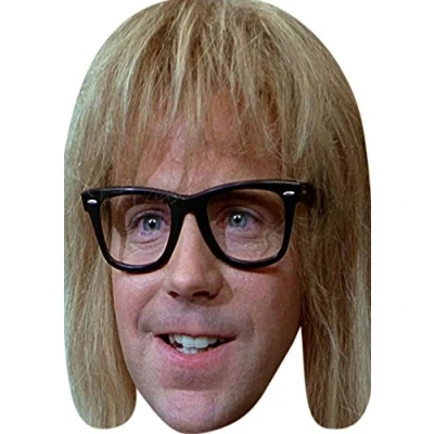 Image of FoxyPrinting Garth Waynes World Celebrity Party Cardboard Face Mask Fancy Dress