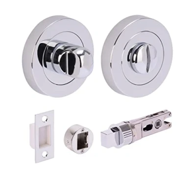 Image of HANDLEZONE® Bathroom Toilet Door Thumb Turn and Release Bullet Round Deadbolt Kit Polished Chrome 76mm Bolt with 57mm Backset