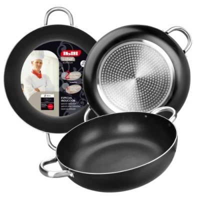 Image of Ibili I Chef Deep Frying Pan with Handle, Aluminium, Black/Silver, 28 x 6 cm
