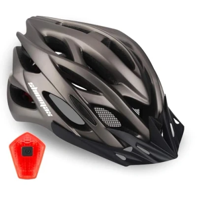 Image of Shinmax Bicycle Helmet with Safety LED Light,CE Certified Adjustable Mountain &amp; Road Cycle for Men Women Lightweight Bike Adult Cycling Detachable Visor Backpack
