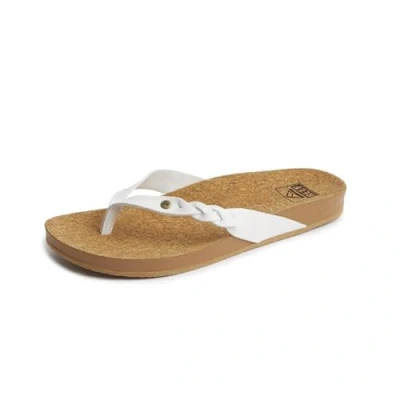 Image of Reef Womens Cushion Court Twist Flip Flops White 5 UK