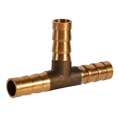 Image of 8mm T Piece Brass 3 Way Fuel Hose Barbed Connector Joiner Air Water Gas Oil for Compressed Pipe