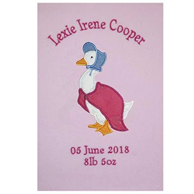 Image of Jemima Puddleduck Personalised Super Soft Fleece Baby Blanket (01 Pink)