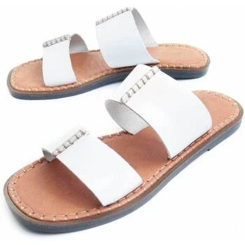 Image of Purapiel Womens Flat Sandal Leslie In White Leather Size UK 6.5