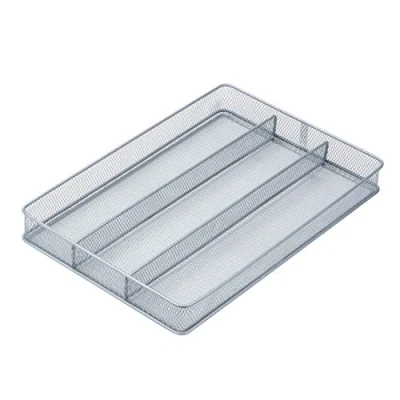 Image of Honey Can Do KCH 02157 Steel Mesh 3 Compartment Cutlery Utensil Organizer, Silver