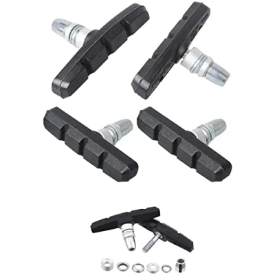 Image of Cheeroyal 2 Pairs 70 mm V Bike Brake Pads with Hex Nuts and Spacers Bicycle Blocks Set Black