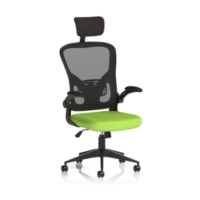 Image of Ace Executive Fabric Seat Myrrh Green Mesh Chair With Folding Arms