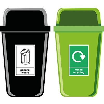 Image of Pack of high strength self adhesive signs 90mm x 140mm General waste (5 signs) Mixed recycling