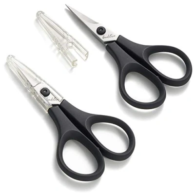 Image of Beaditive Lightweight Sewing and Embroidery Scissors Set (2 PC) Sewing, Embroidery, Paper Cutting, Crafting Stainless Steel Protective Cover (3.5 in)