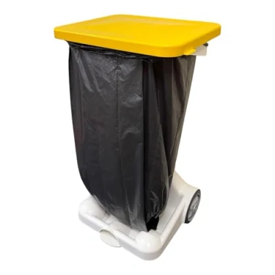Image of Mobile Sack Free Standing Foot Pedal Waste Bag Garbage Holder Medical School Bin Hand (Yellow)
