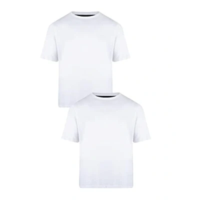 Image of KAM Big and Tall &#039;Stan&#039; Plain Crew Neck T Shirt in 2 Pack Cotton Rich Top Large Size Fit JEANBASE White 5XL