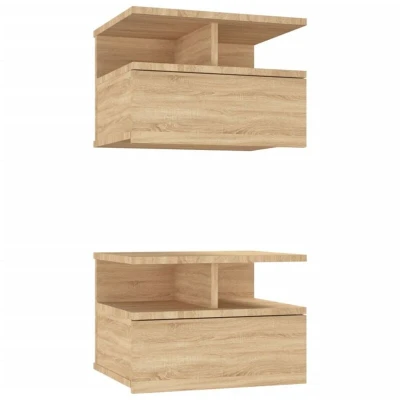 Image of vidaXL Floating Nightstands 2 pcs Sonoma Oak 40x31x27cm Engineered Wood