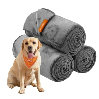 Image of Feandrea Pet Blankets, 3 Pack Dog Blankets Washable, XXL, 203 x 152 cm, for Large and Extra Dogs, Flannel Couch Cover Protector, Slate Grey PPB016G01