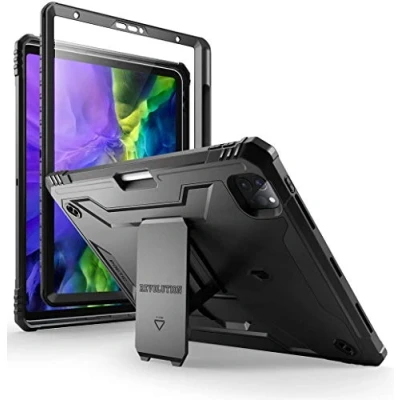 Image of Poetic Revolution Series Case Compatible with iPad Pro 11 2021 &amp; 2020 2018 Kickstand Rugged, Full Body Heavy Duty Case, Built in Screen Protector, Black