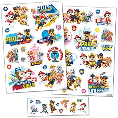 Image of Paper Projects PAW Patrol Vinyl Wall Stickers Perfect for Decorating Childrens&#039; Bedrooms and Furniture, Multicoloured/Transparent Borders, Various Sizes