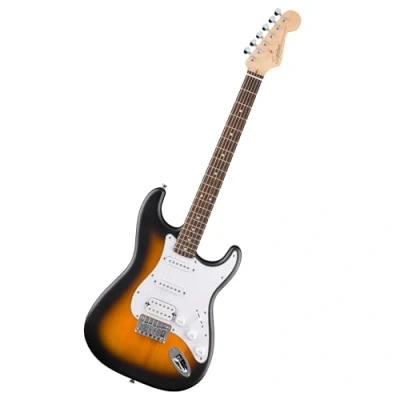 Image of Squier by Fender Debut Collection HT HSS Stratocaster Electric Guitar, Laurel Fingerboard, White Pickguard, 2 Tone Sunburst