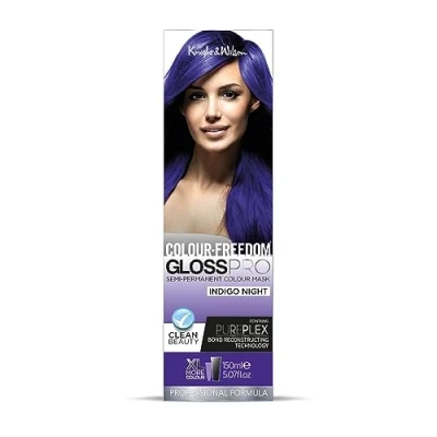 Image of Colour Freedom Gloss Pro 150ml Indigo Semi Permanent Hair Ultra Vibrant Vegan Mask with PurePlex Ammonia Free Lasts Up To 6 10 Washes