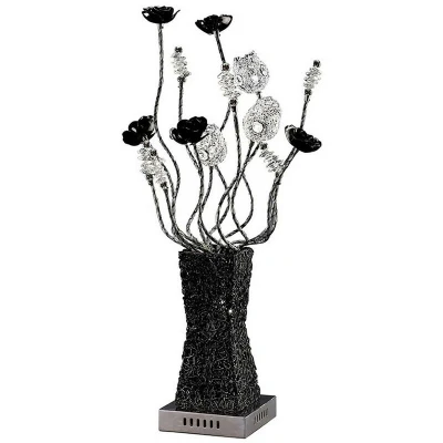 Image of (DH) Jasmine Table Lamp 4 Light G4 Aluminium/Black/Crystal, NOT LED/CFL Compatible