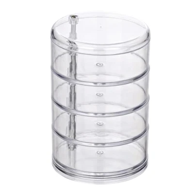 Image of WENKO 20990100 Cosmetic organizer Tower Transparent 4 compartments, Acrylic, 11.5 x 17.5 cm,