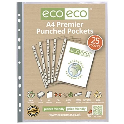 Image of Lotus A4 Premier Punched Pockets Ultra Durable 90 Micron Transparent Poly Wallets Crystal Clear Sheet Protector Sleeves for Superior Document ProtectionIdeal Professional Use 78211(Pack of 25)