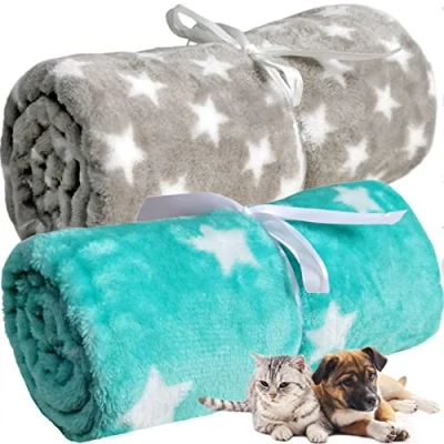Image of LeerKing 2 Packs Dog Blankets Soft Warm Pet Cat Bed Blanket Fleece Flannel Mattress Couch Sofa Crate for small medium large Puppy，30&quot;x 40&quot; Grey&amp;Green