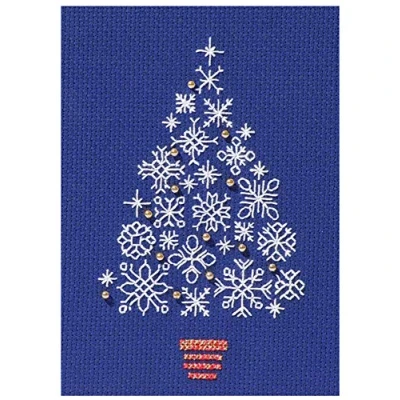 Image of Derwentwater Designs Snowflake Tree Christmas Card Cross Stitch Kit DWCDX54 Multi Coloured