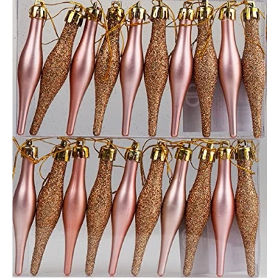 Image of BWG 20 Christmas Tree Tear Drop Droplet Baubles Decorations Rose Gold