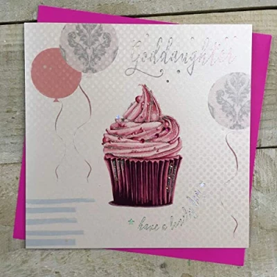 Image of Happy Birthday GODDAUGHTER Card Handmade Decorated Cupcake by WHITE COTTON CARDS B153
