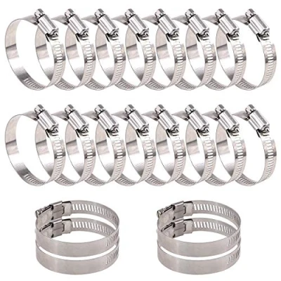 Image of Glarks 20Pcs 304 Stainless Steel Adjustable 40 63MM Range Worm Gear Hose Clamps Assortment Kit, Fuel Line Clamp for Water Pipe, Plumbing, Automotive and Mechanical Application (40 63MM)