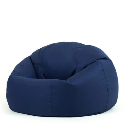 Image of Bean Bag Bazaar Classic Chair, Navy Blue, Large Indoor Outdoor Bags for Adults, Water Resistant Lounge or Garden Beanbag, Adult Gaming Chairs with Filling Included