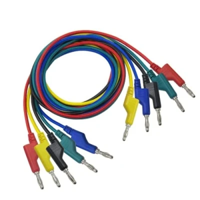 Image of DollaTek Banana Plug to Cable, 5pcs Electronic Test Leads Kit 4mm Safety Soft Silicone Wire Stack Lead 14AWG Extension Cable Multimeter Set