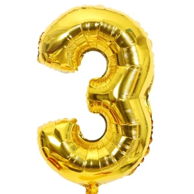 Image of 40 Inch Large Gold Helium Foil Number Balloons 0 9 Birthday Party Celebration Decorations Supplies (Number 3)